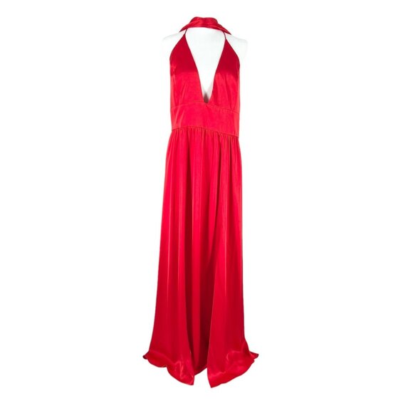 NWT Alice & Olivia Hannah Halter Scarf Maxi Dress in Bright Ruby - Picture 3 of 11